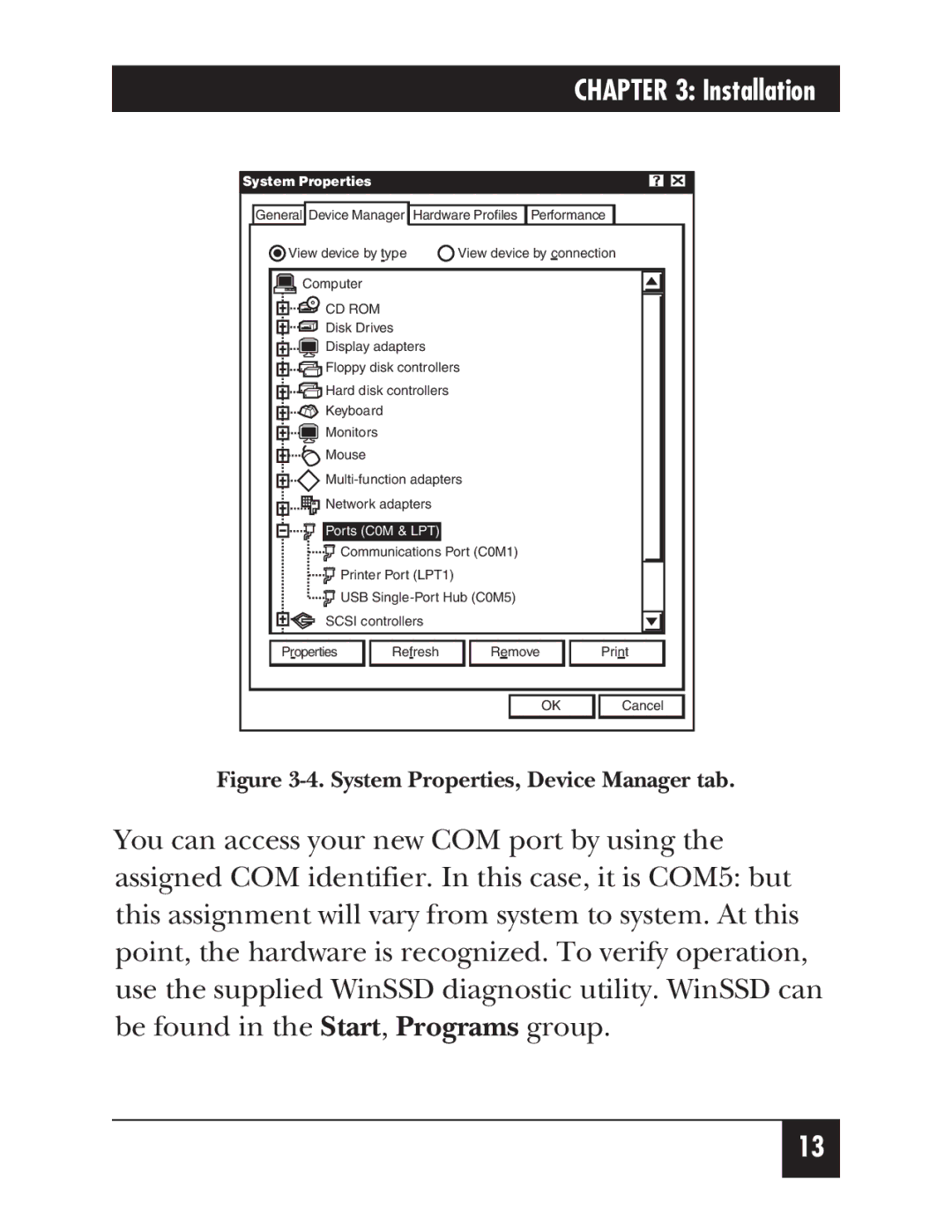 Black Box IC266A manual System Properties, Device Manager tab 