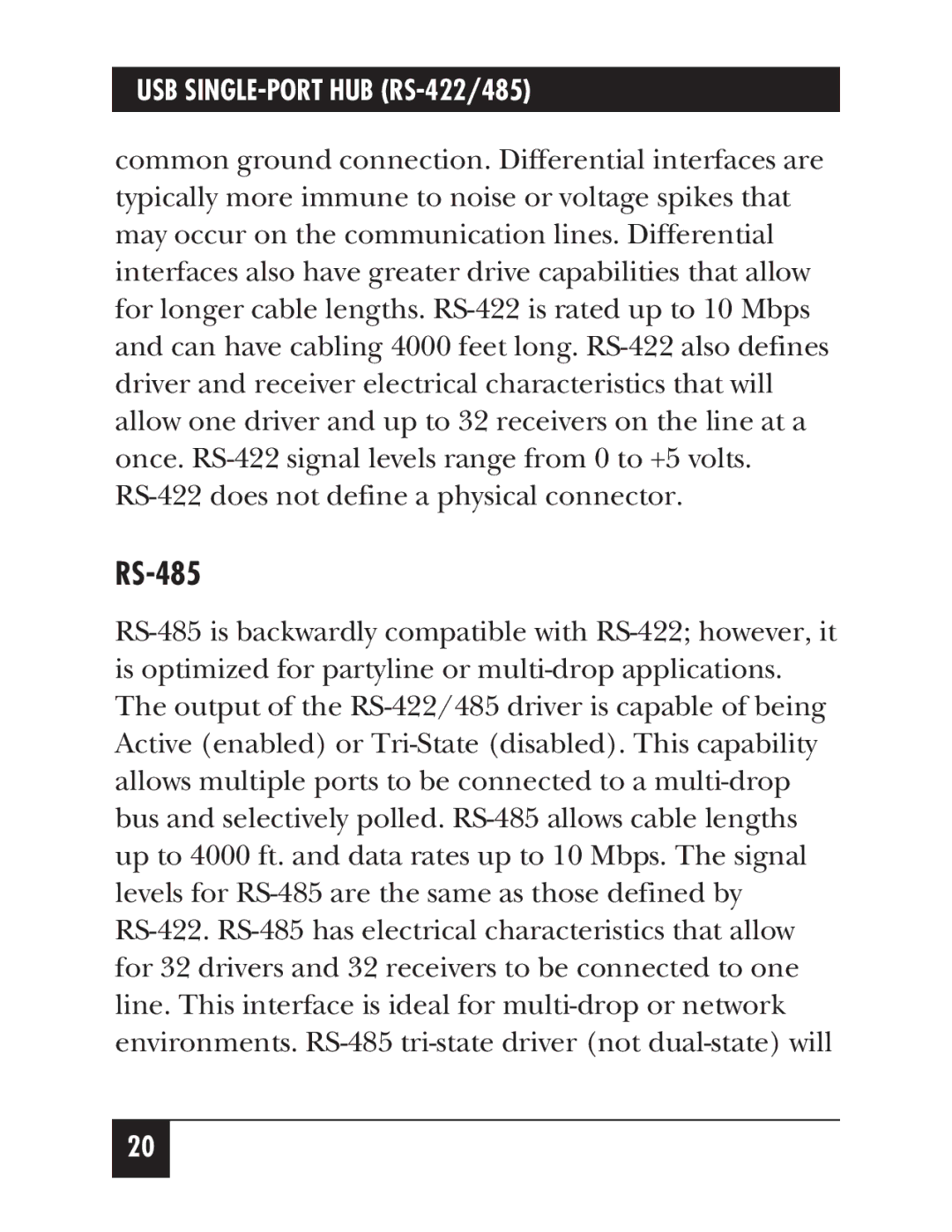 Black Box IC266A manual RS-485 