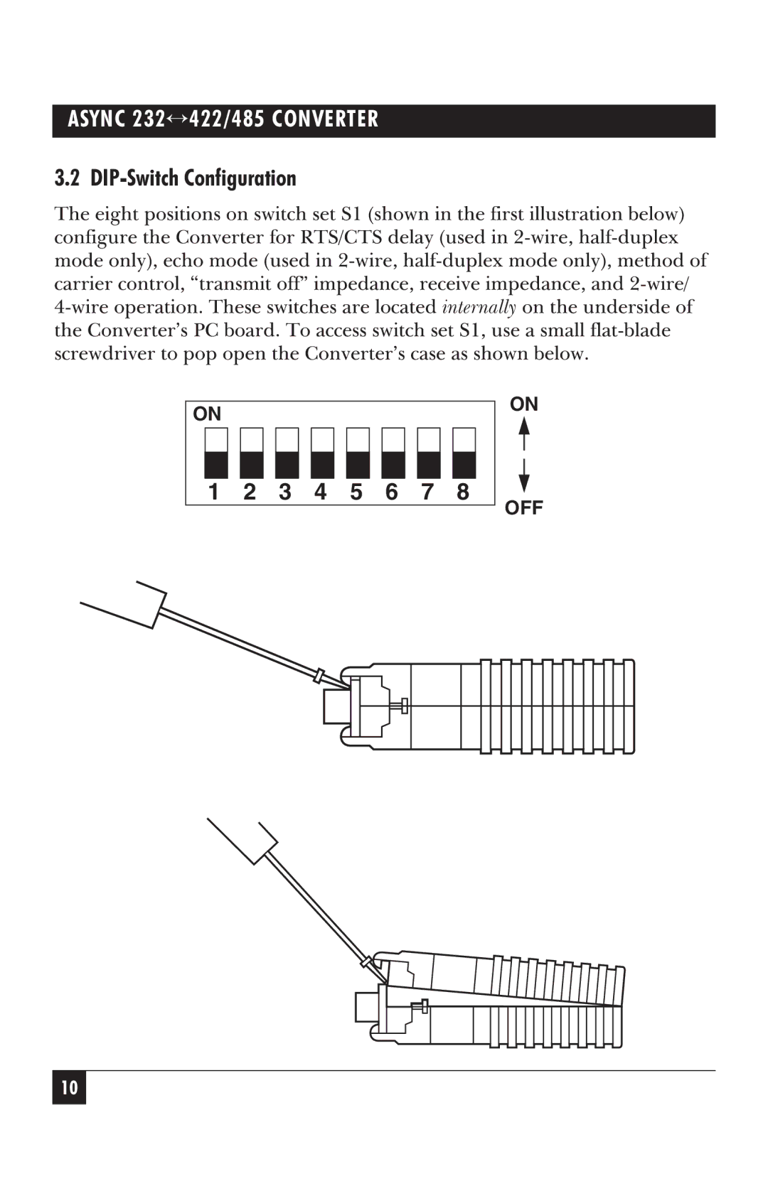 Black Box IC478A-M-R2, IC477A-F-R2, IC476A-F-R2, IC477A-M-R2, IC476A-M-R2, IC478A-F-R2 manual Async 232↔422/485switchCONVERTER 