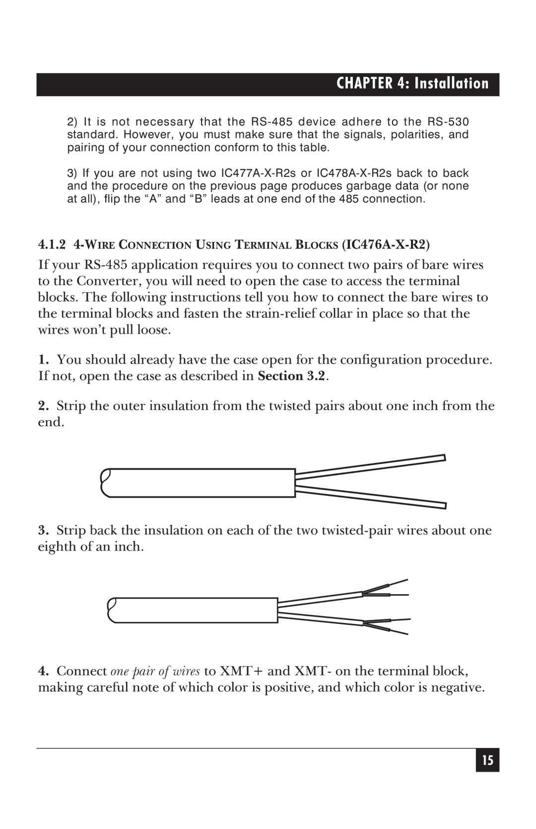 Black Box IC478A-F-R2, IC477A-F-R2, IC476A-F-R2, IC477A-M-R2, IC476A-M-R2 manual Installation, At all, f ip the a Leads at 