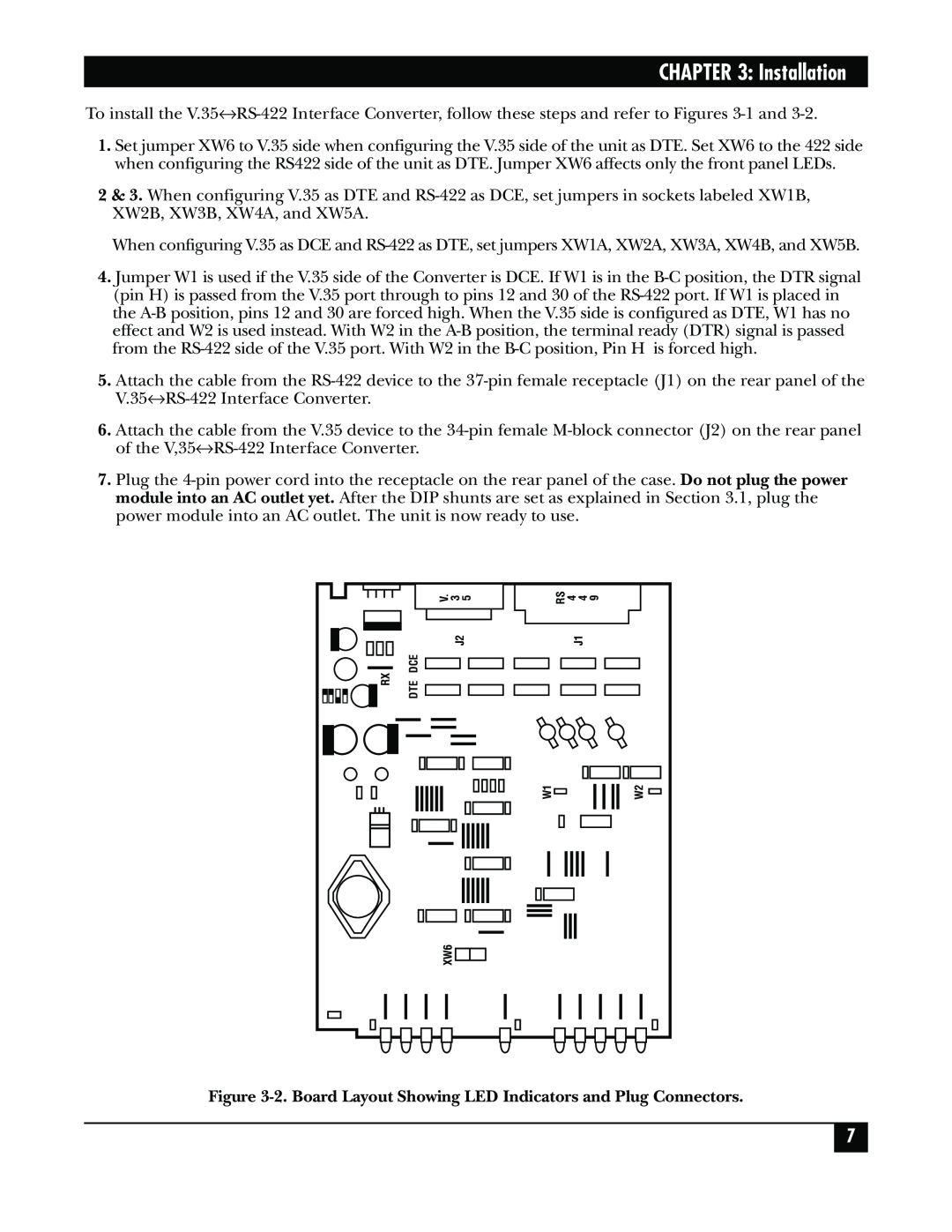 Black Box IC481C-R2, IC483C, IC483AE, IC481A-R2 Installation, 2. Board Layout Showing LED Indicators and Plug Connectors 