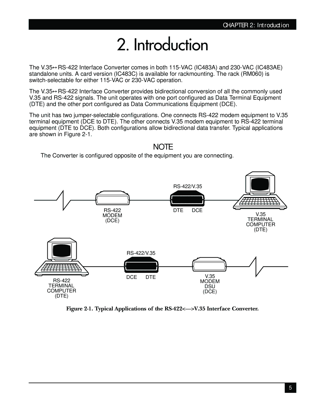 Black Box IC483AE, IC483C, IC481C-R2, IC481A-R2 Introduction, Typical Applications of the RS-422-V.35 Interface Converter 