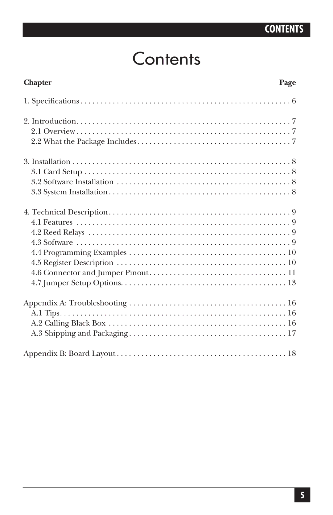 Black Box IC907C manual Contents 