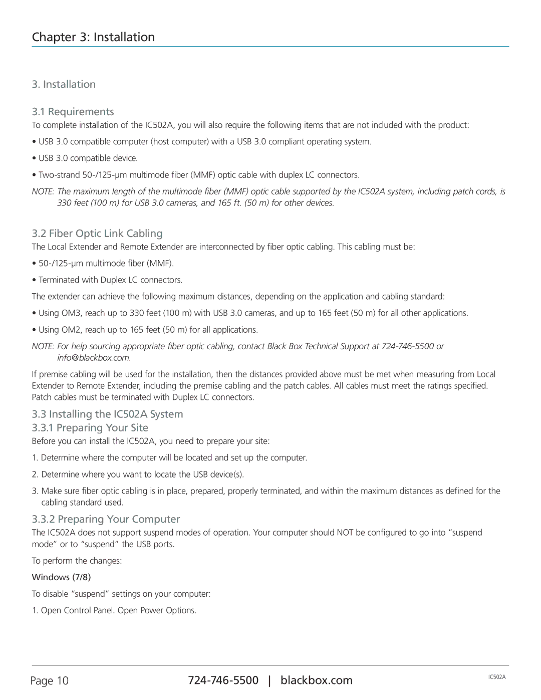 Black Box ICS02A manual Installation Requirements, Fiber Optic Link Cabling, Preparing Your Computer 