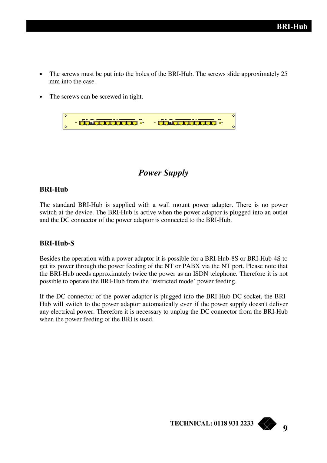 Black Box ISU2011-4-UK, ISU2011-8-EURO, ISU2011-4-EURO, ISU2011-8-UK manual Power Supply, BRI-Hub-S 