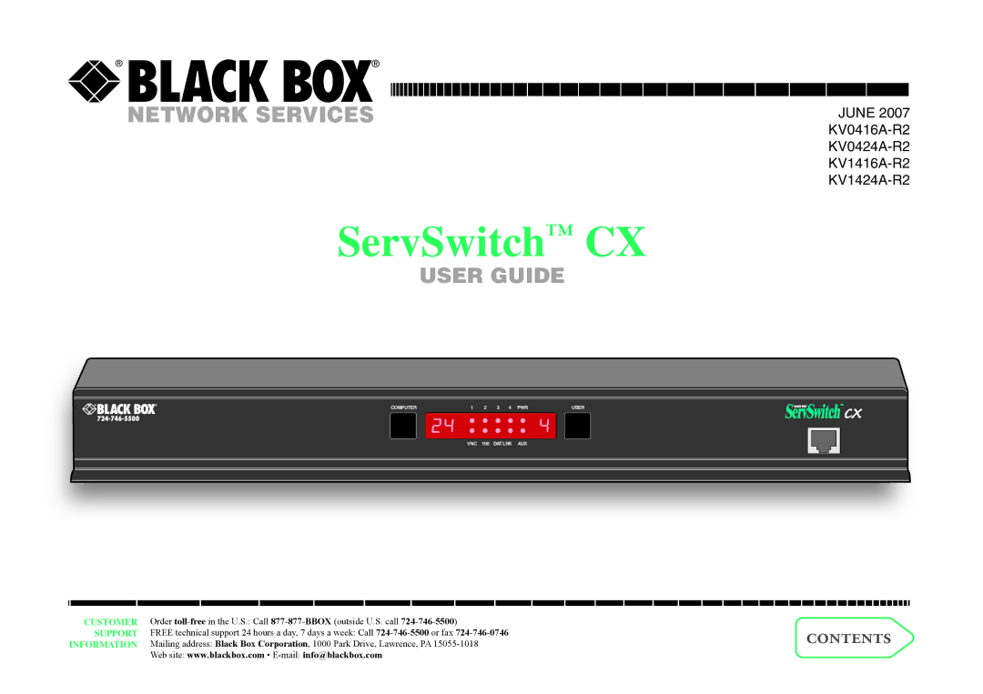 Black Box KV1416A-R2, KV1424A-R2, KV0416A-R2, KV0424A-R2 manual ServSwitch CX 