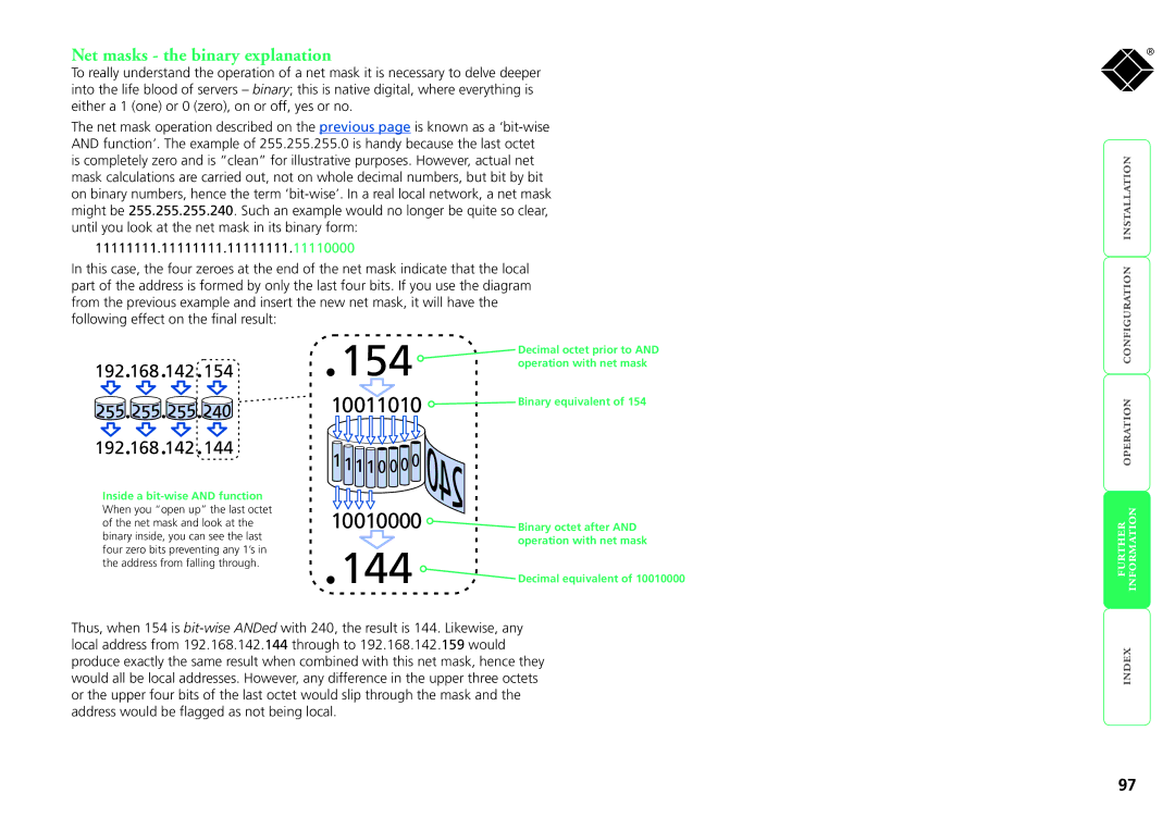 Black Box KV0424A-R2, KV1424A-R2, KV1416A-R2, KV0416A-R2, ServSwitch CX manual 154, Net masks the binary explanation 