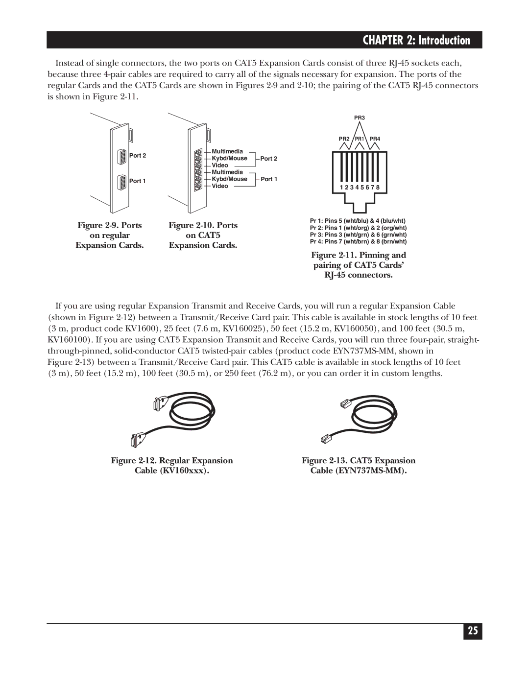 Black Box KV150A-R2 manual Expansion Cards, Cable KV160xxx 