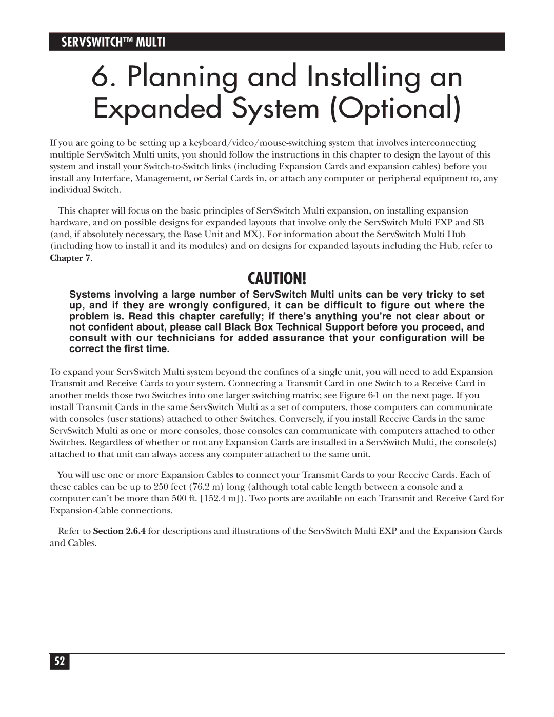 Black Box KV150A-R2 manual Planning and Installing an Expanded System Optional 