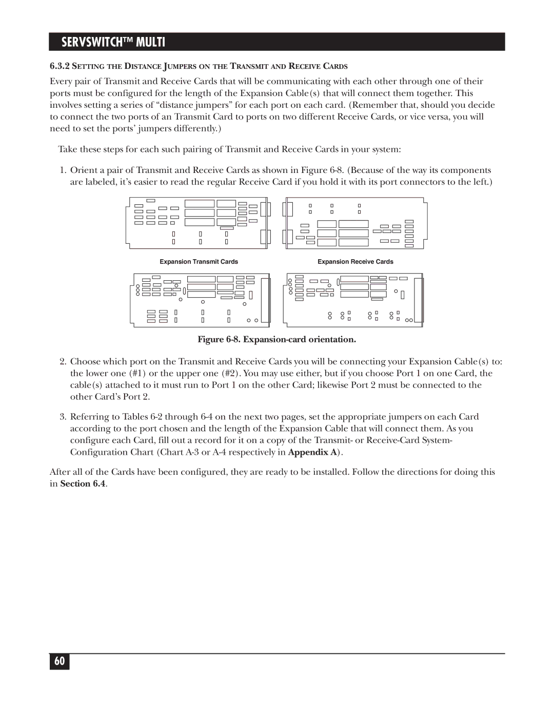 Black Box KV150A-R2 manual Expansion-card orientation 