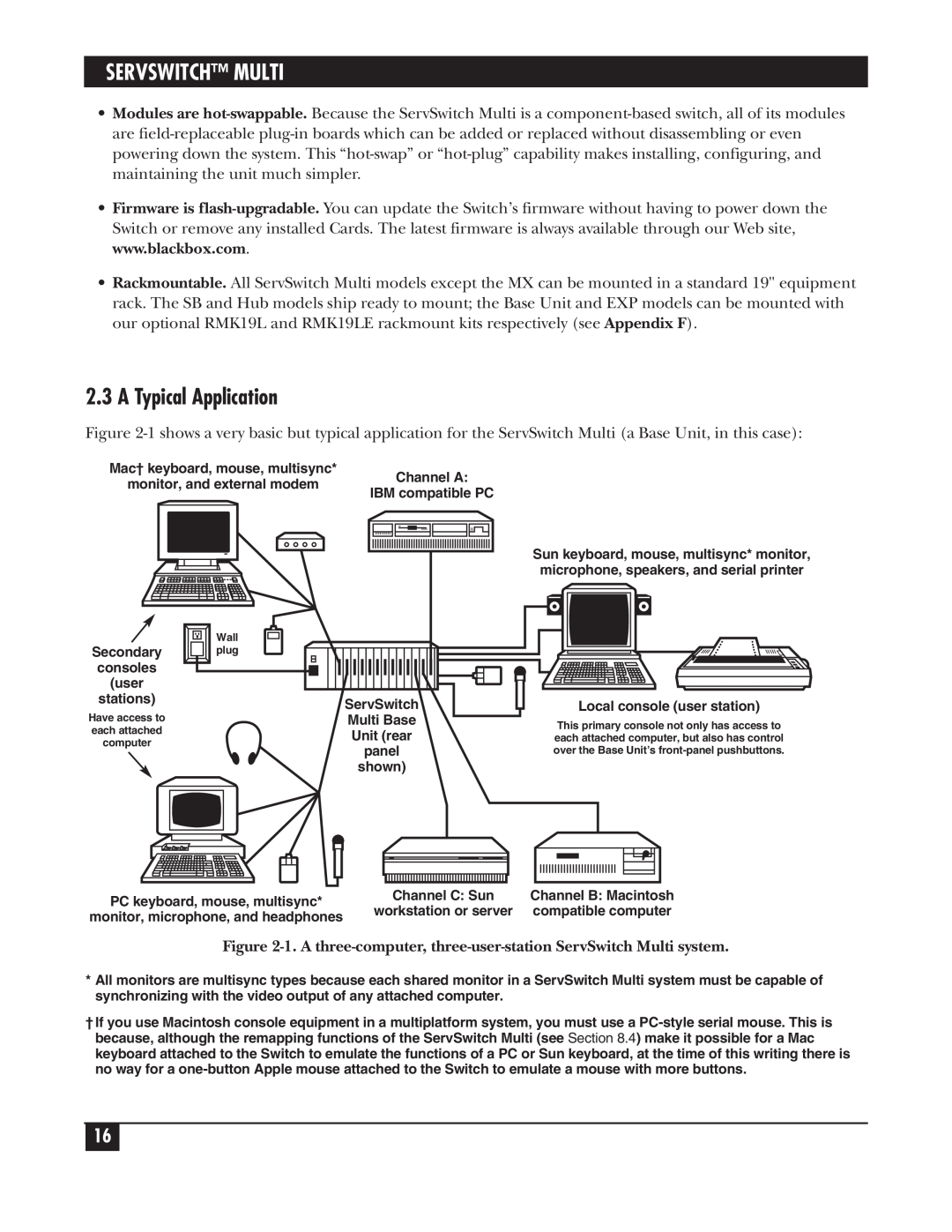 Black Box KV162A manual A Typical Application, Servswitch Multi 