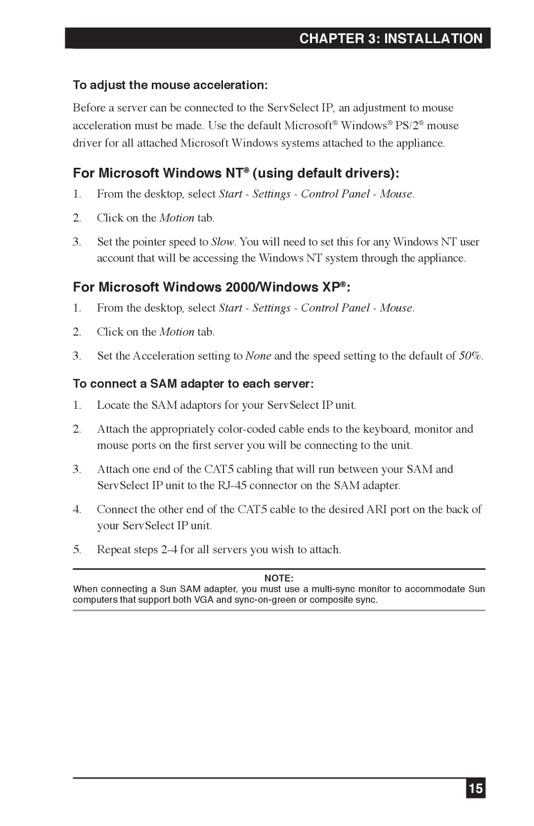 Black Box KV120A, KV212E, KV120E manual For Microsoft Windows NT using default drivers, For Microsoft Windows 2000/Windows XP 