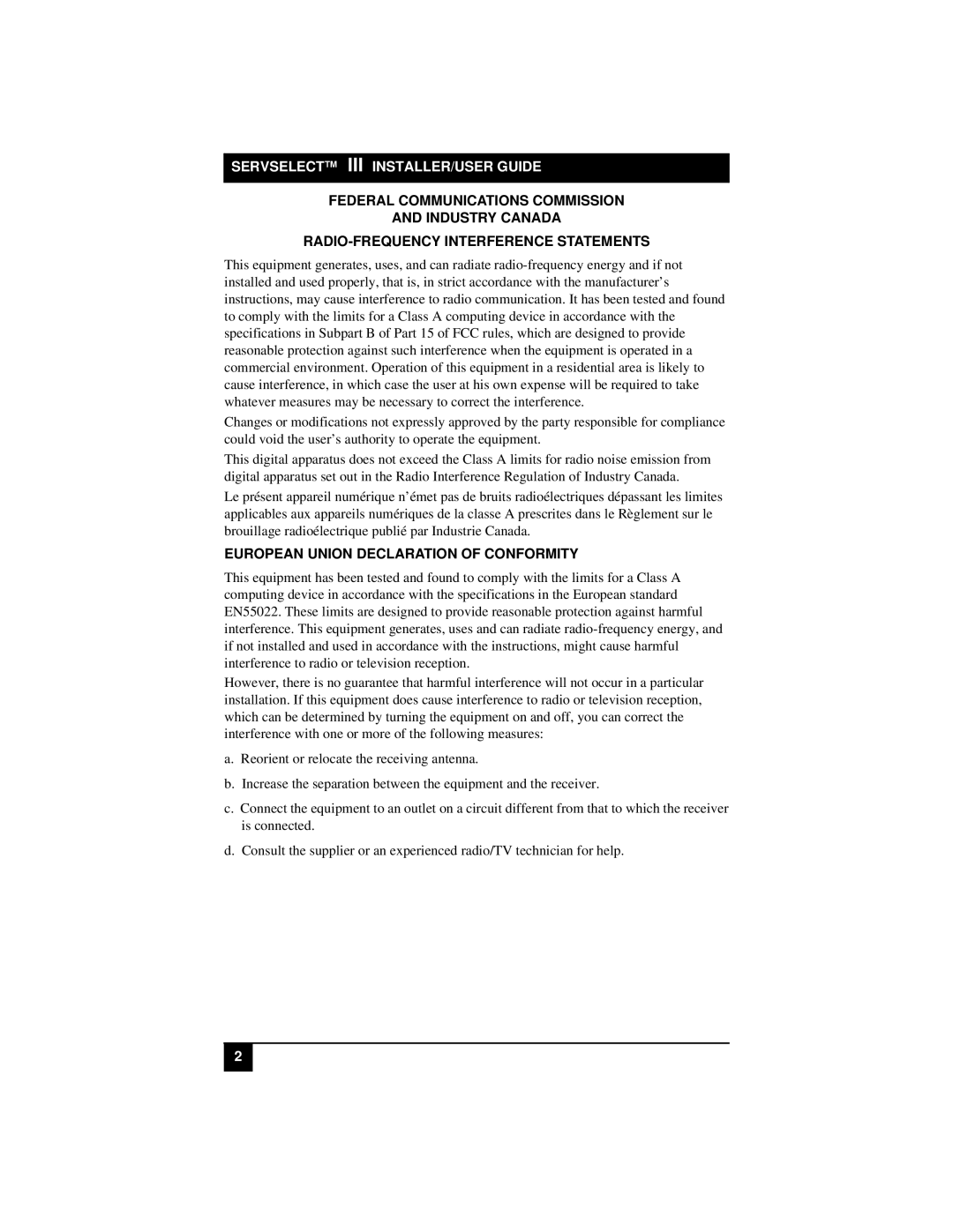 Black Box KV22016E, KV22008E, KV21008A, KV21008E manual European Union Declaration of Conformity 