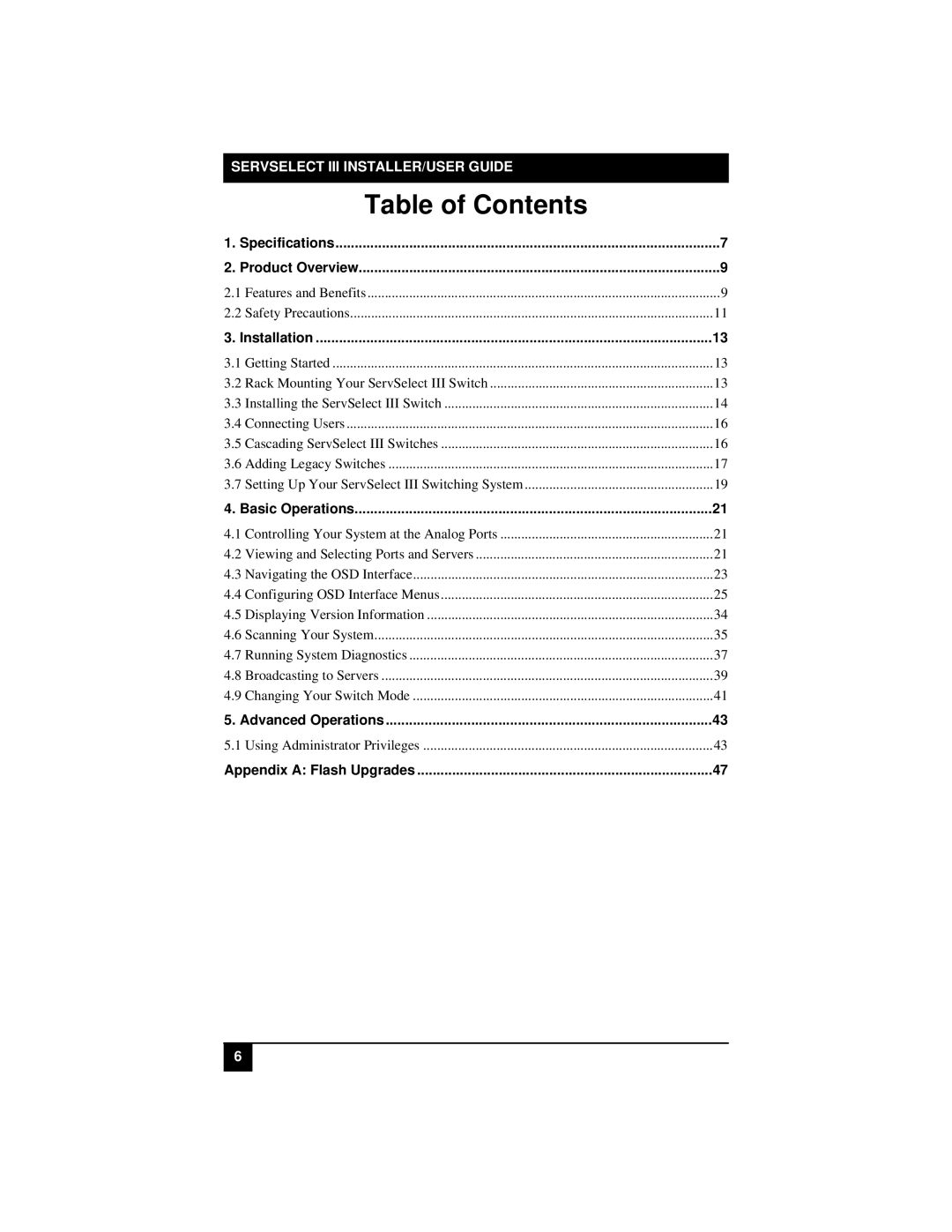 Black Box KV22016E, KV22008E, KV21008A, KV21008E manual Table of Contents 