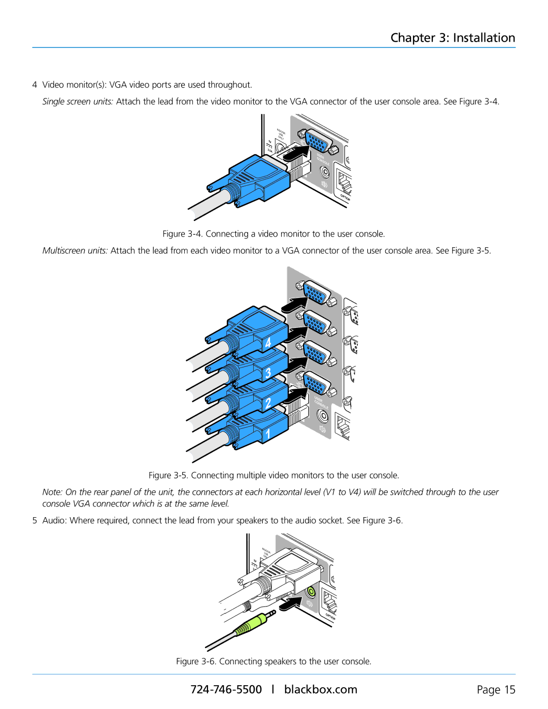 Black Box KV3304A, KV3004A, KV3404A, KV3204A, Black Box ServSwitch Wizard VGA (USB) Connecting speakers to the user console 