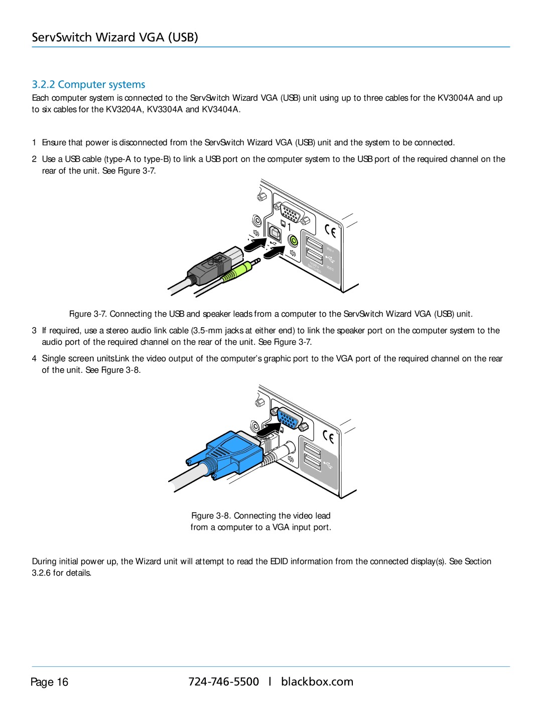 Black Box KV3004A, KV3304A, KV3404A, KV3204A manual Computer systems, To connect a computer system 