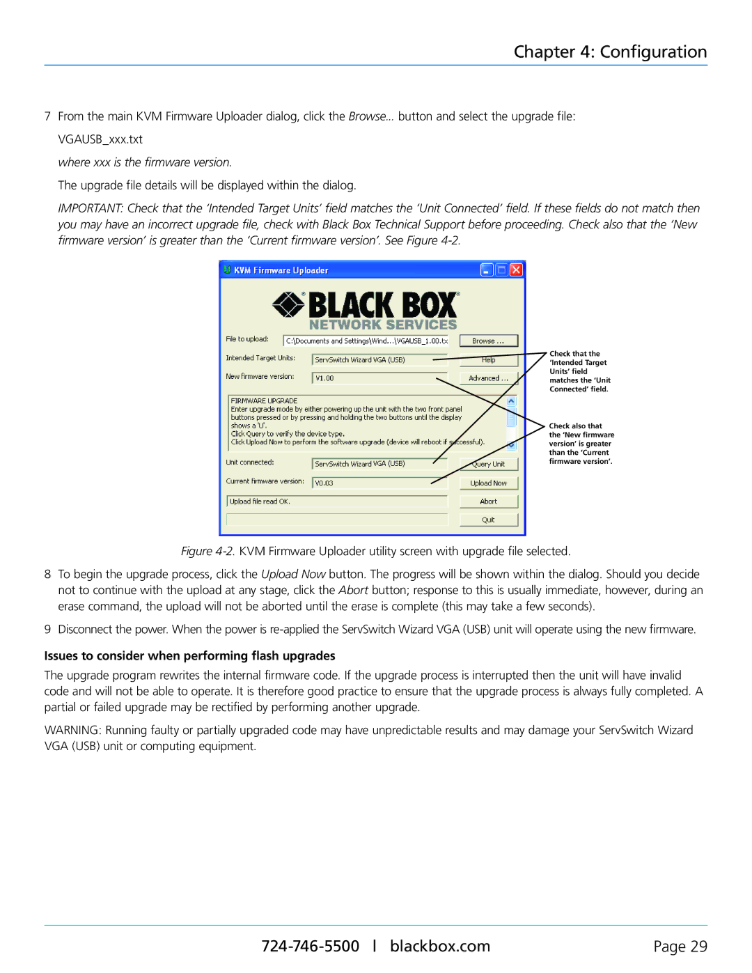 Black Box Black Box ServSwitch Wizard VGA (USB), KV3304A, KV3004A, KV3404A Issues to consider when performing flash upgrades 