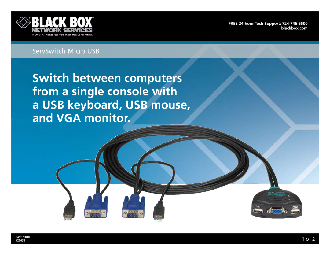 Black Box KV407A, KV408A, 26633 manual ServSwitch Micro USB 