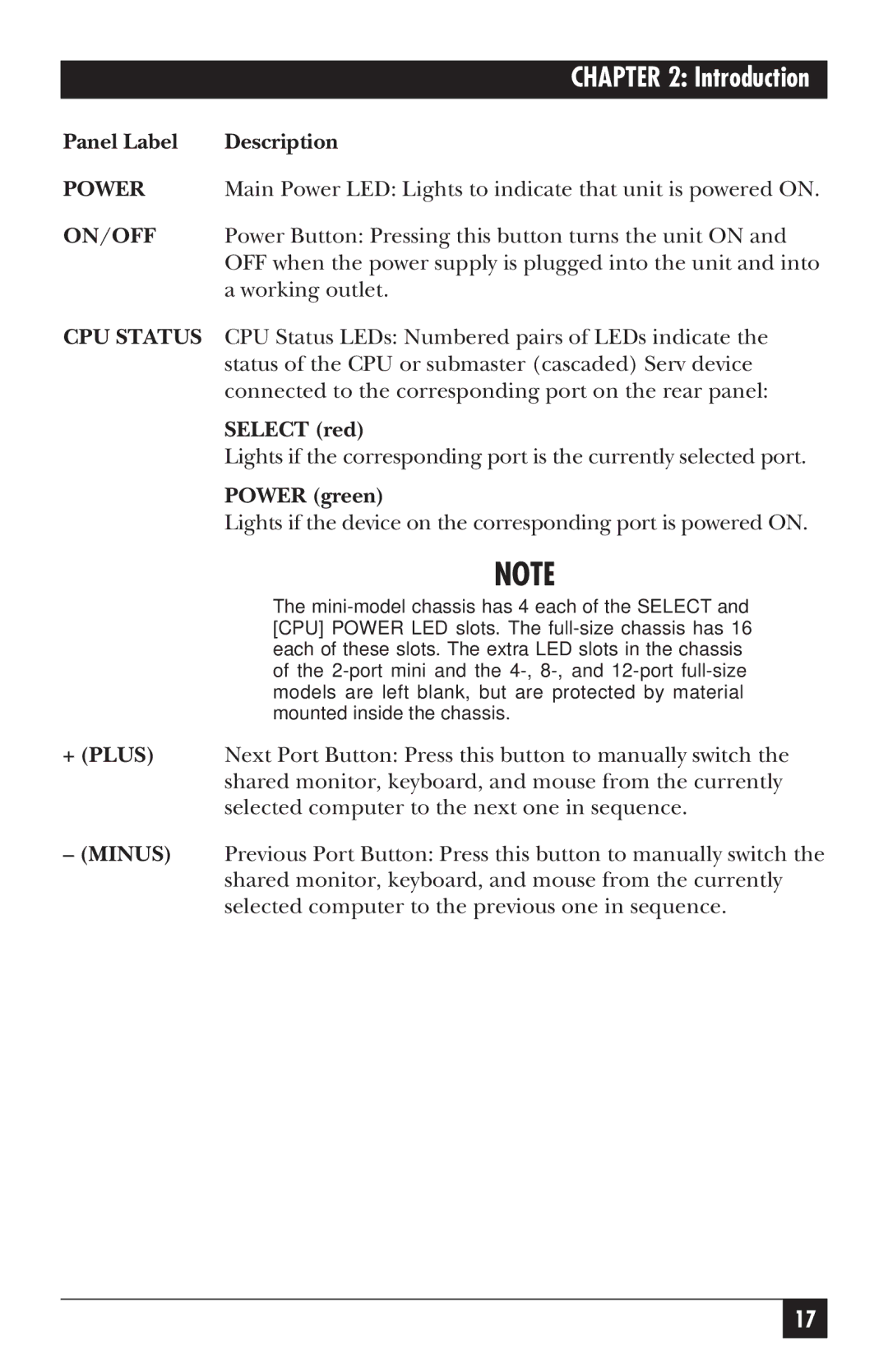 Black Box KV5300 Series manual Power 