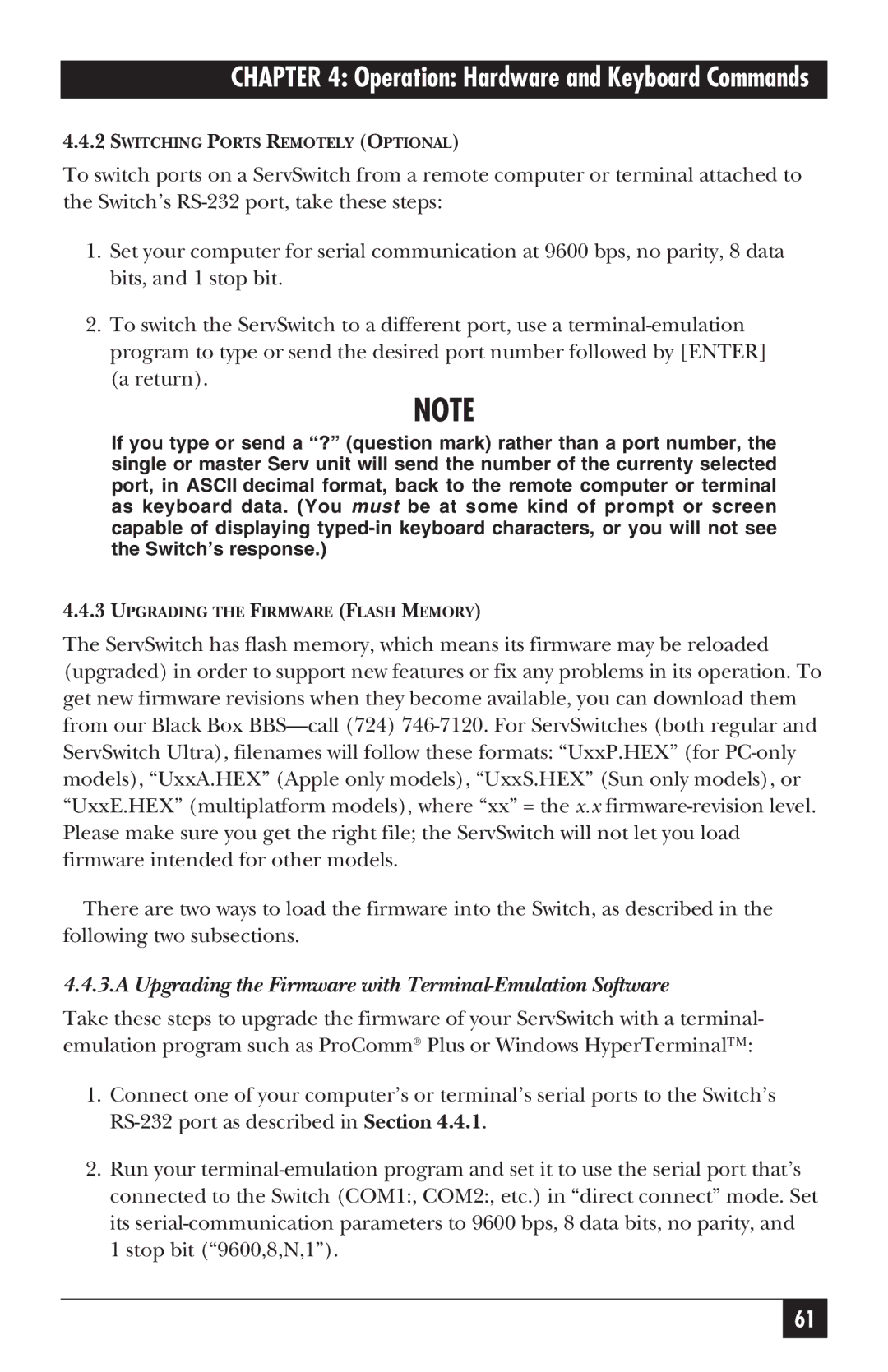 Black Box KV5300 Series manual Upgrading the Firmware with Terminal-Emulation Software 