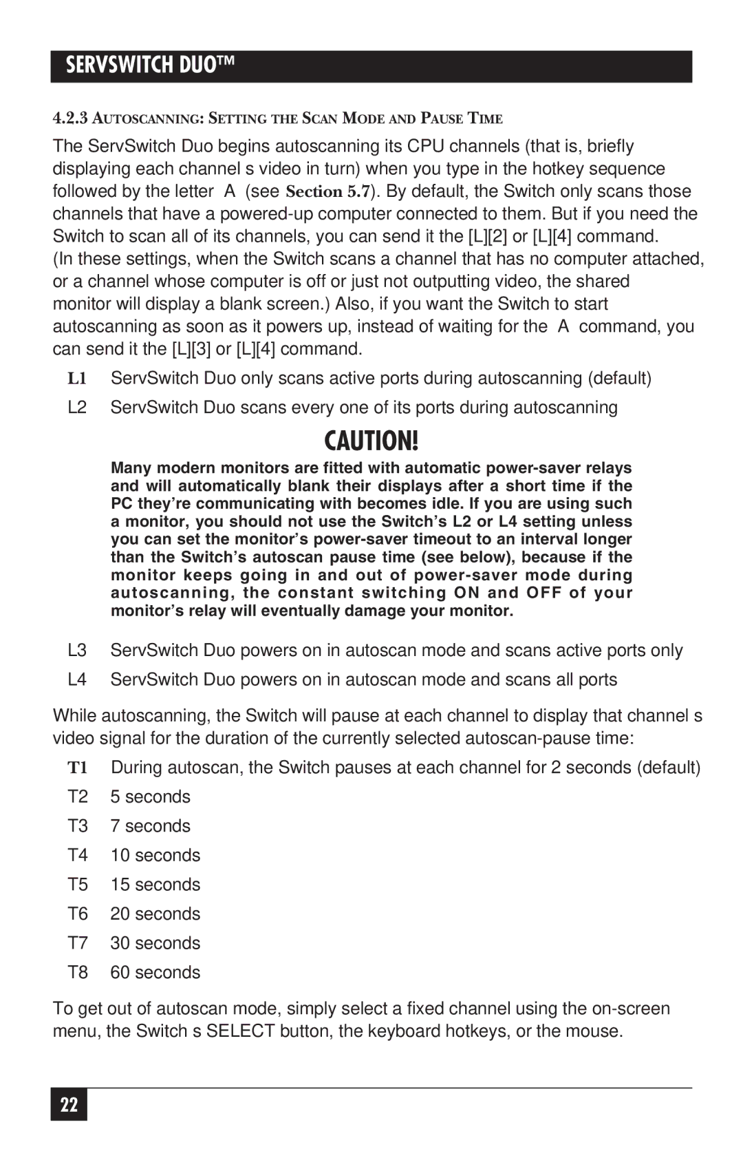 Black Box KV6104SA manual Autoscanning Setting the Scan Mode and Pause Time 