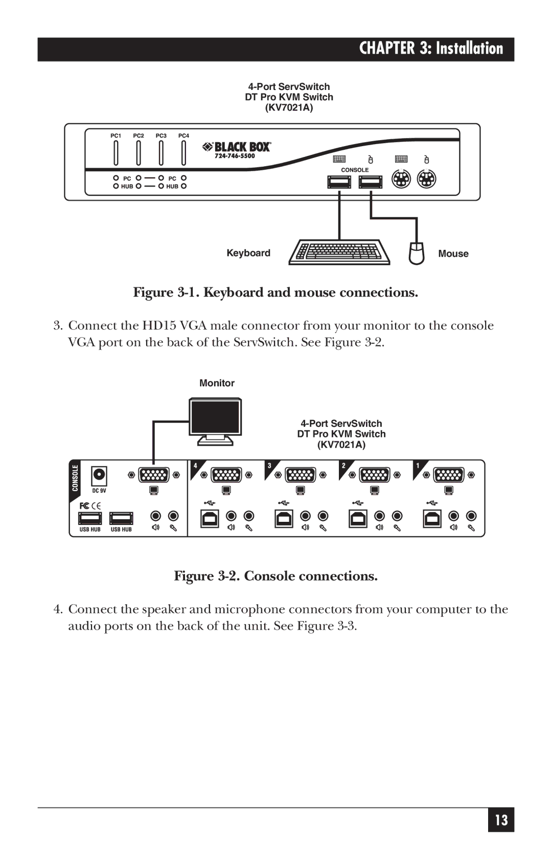 Black Box KV7021A, KV7020A manual Installation 