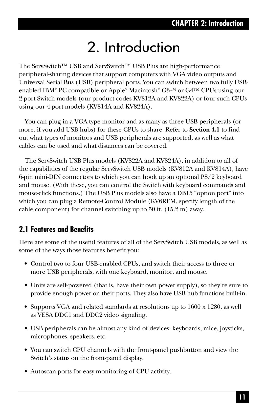 Black Box KV812A, KV822A manual Introduction, Features and Benefits 