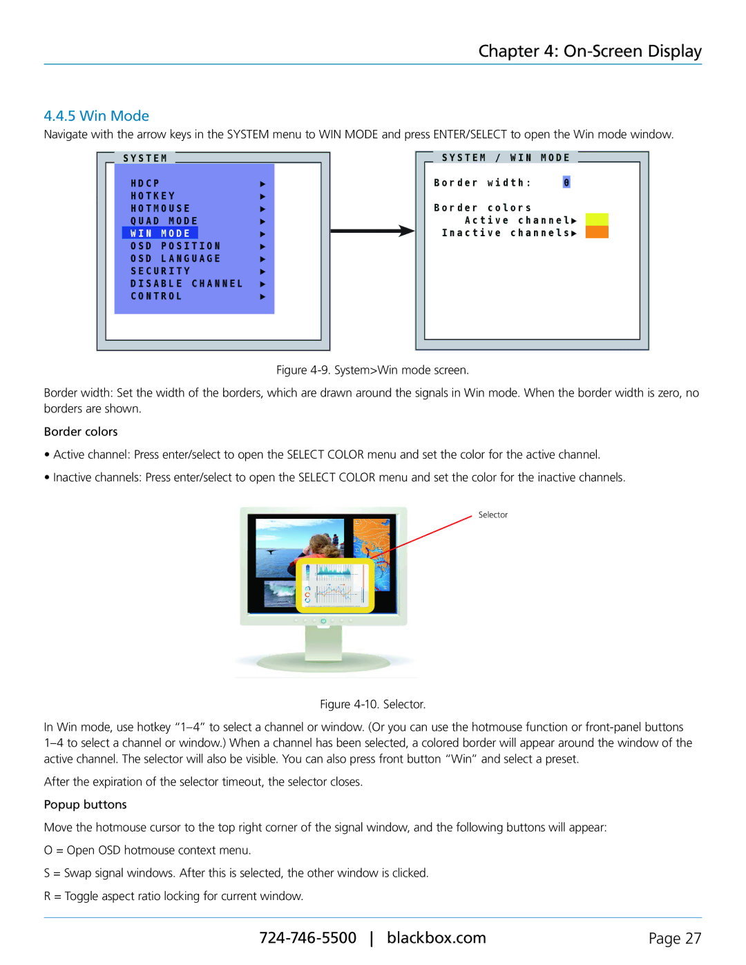 Black Box servswitch 4site flex, KVP40004A manual Win Mode 