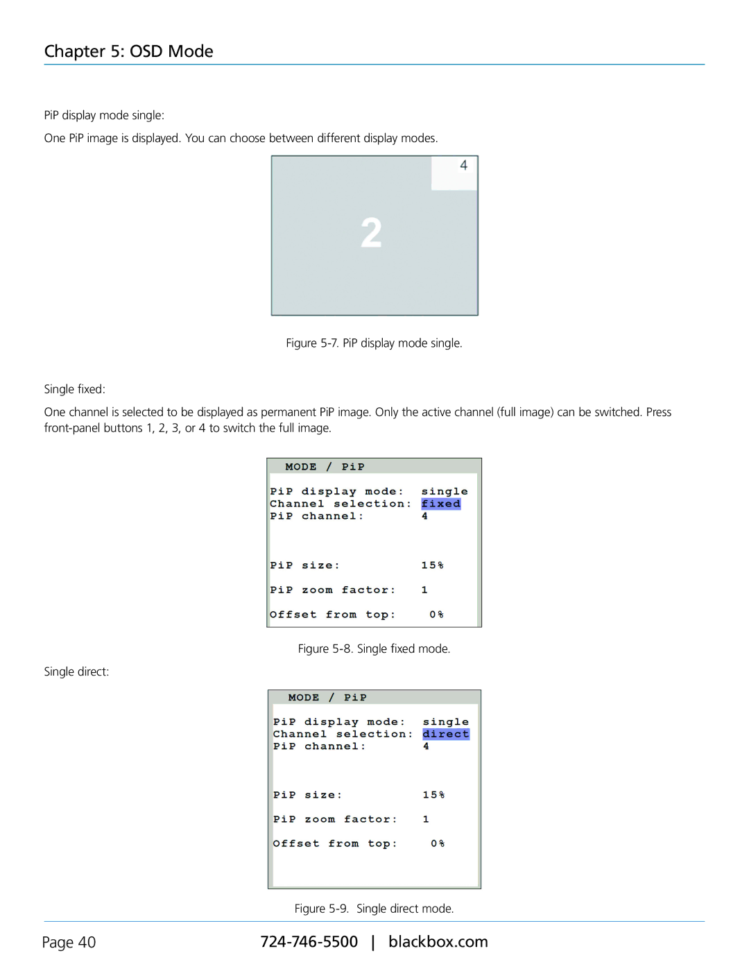 Black Box KVP40004A, servswitch 4site flex manual Single fixed mode Single direct 