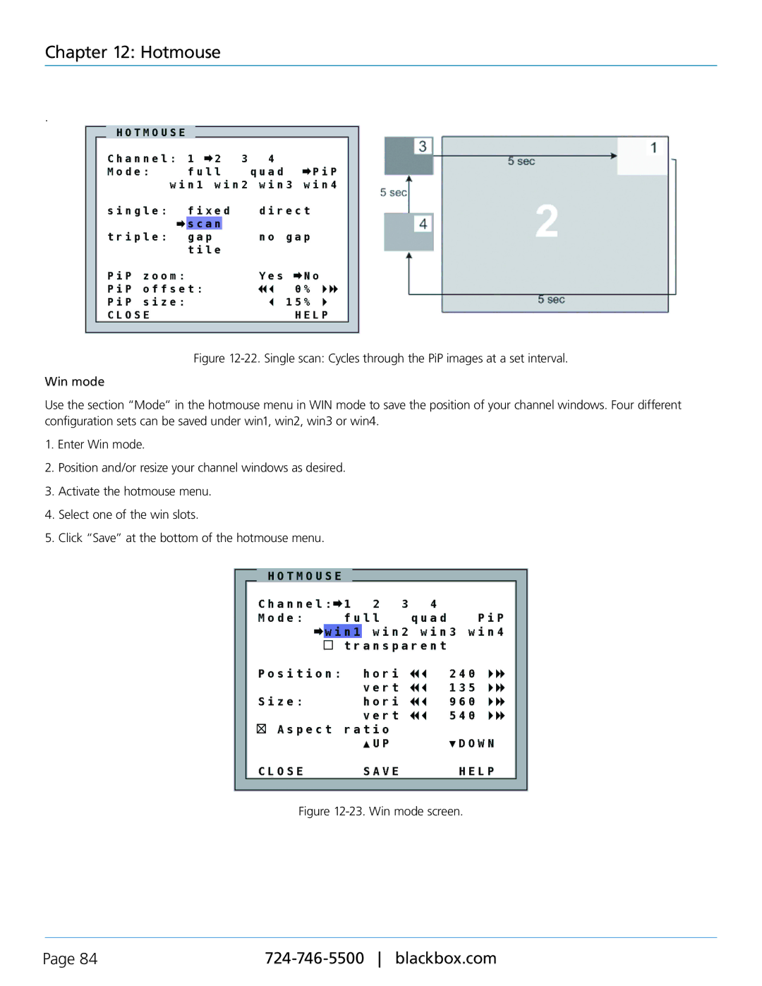 Black Box KVP40004A, servswitch 4site flex manual Win mode screen 