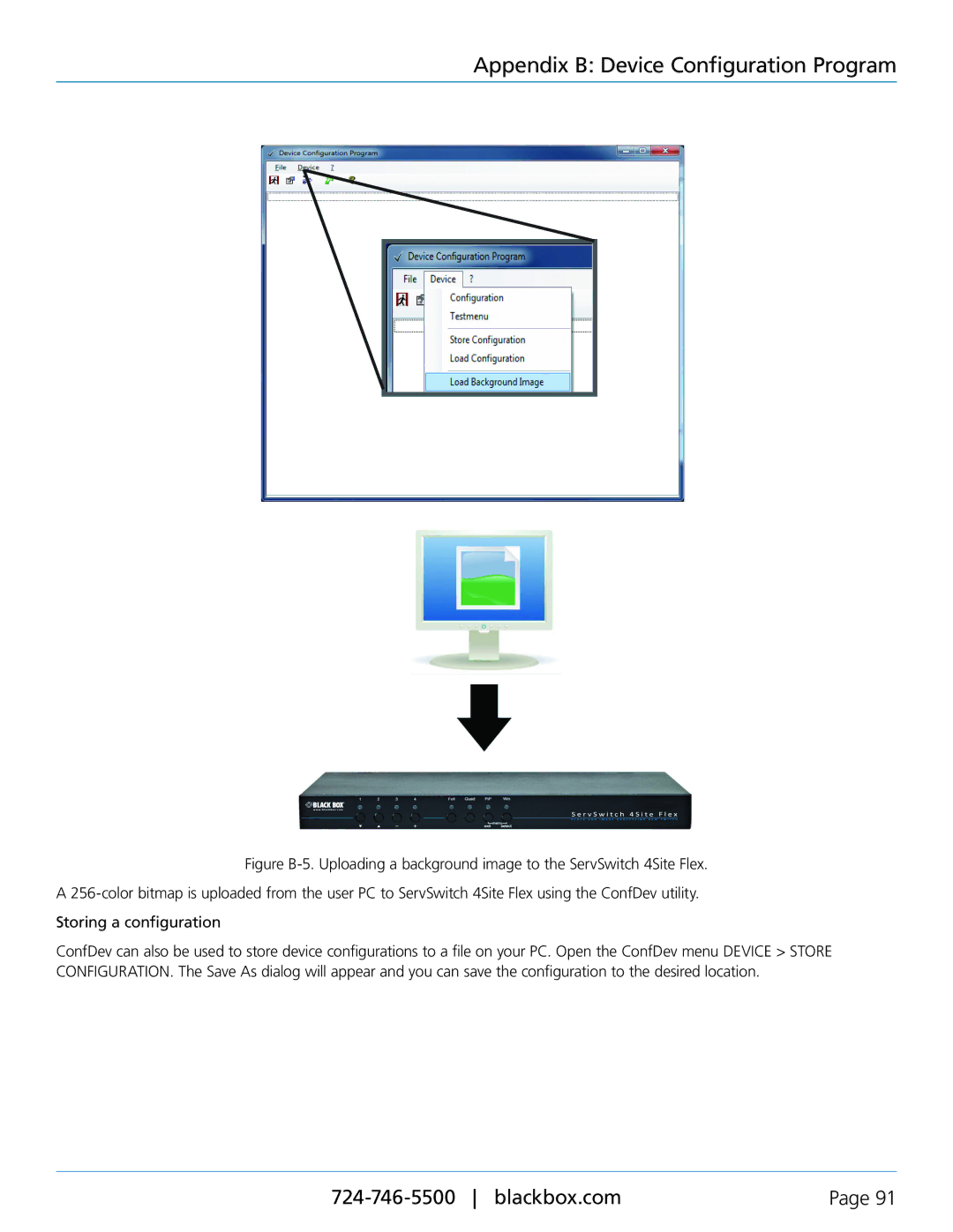 Black Box servswitch 4site flex, KVP40004A manual Appendix B Device Configuration Program 