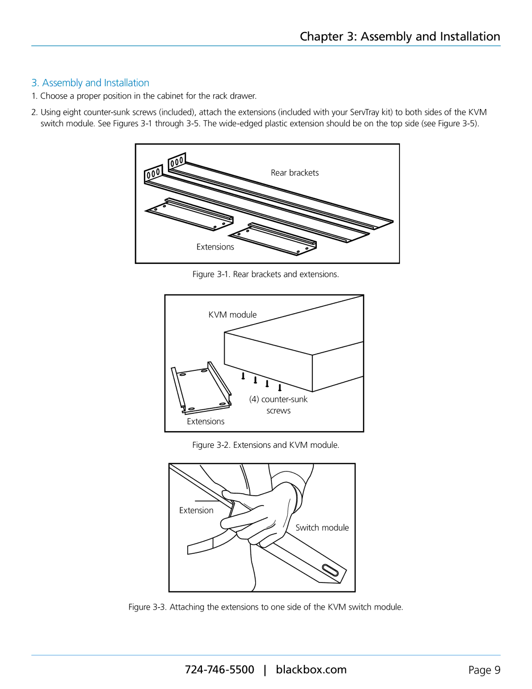 Black Box KVT419A-R2, KVT415A-R2, KVT417A-R2, Blackbox ServTray manual Assembly and Installation 