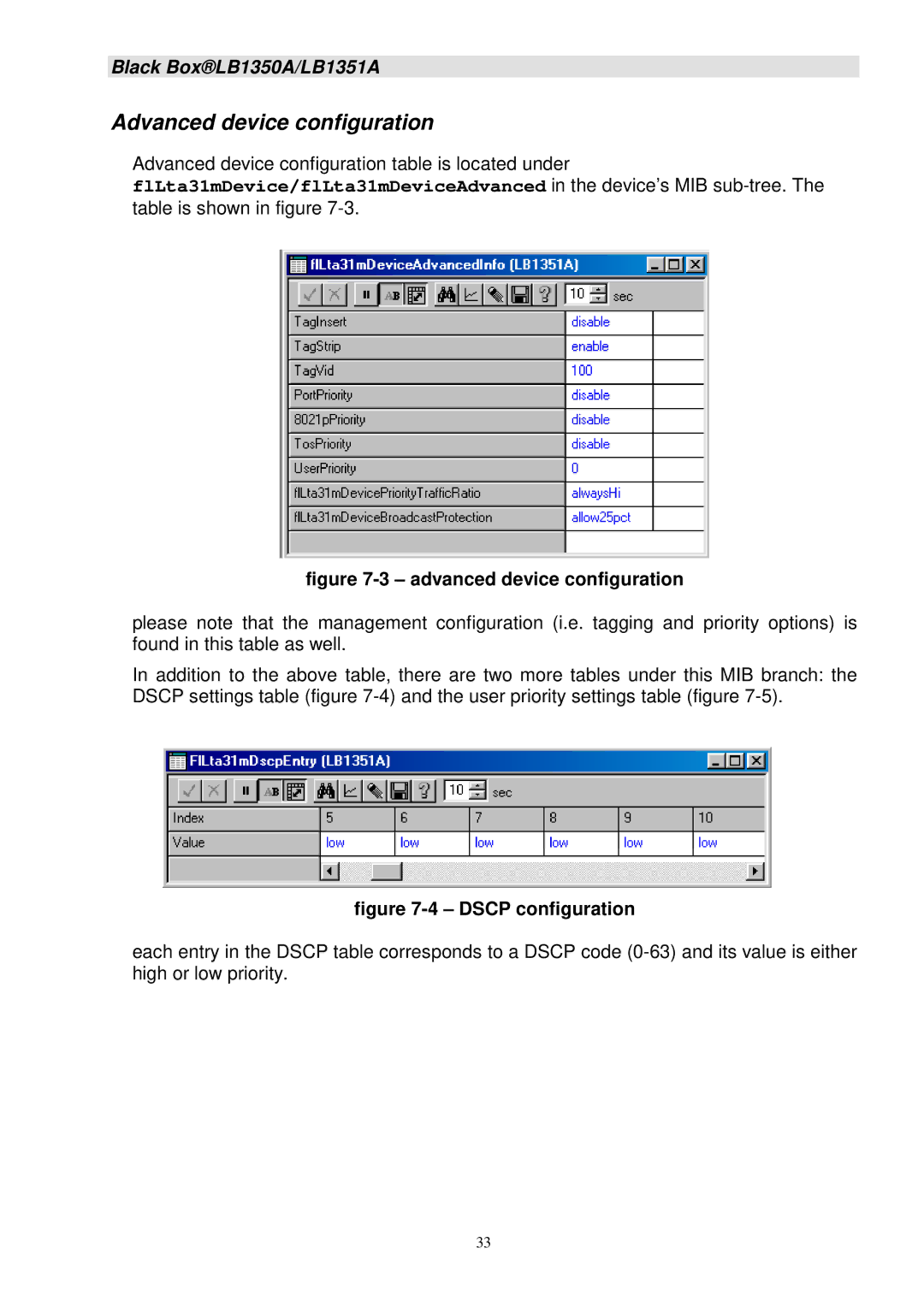 Black Box LB1351A, LB1350A manual Advanced device configuration 