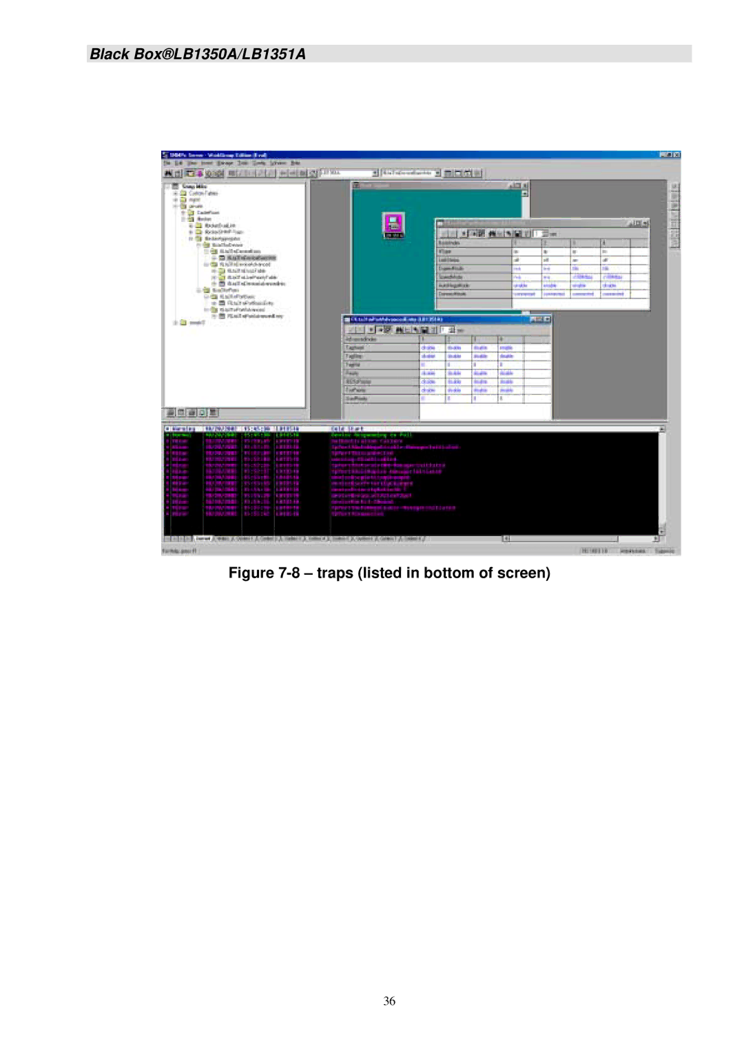 Black Box LB1350A, LB1351A manual Traps listed in bottom of screen 
