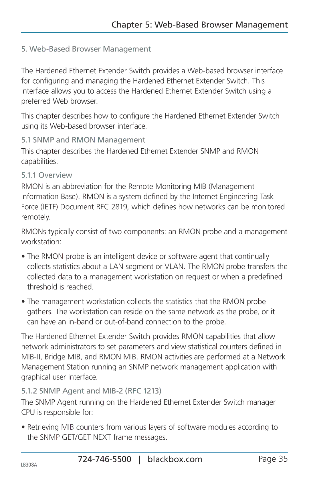 Black Box 8-port 10/100base-tx hardened ethernet extender switch Web-Based Browser Management, Snmp and Rmon Management 