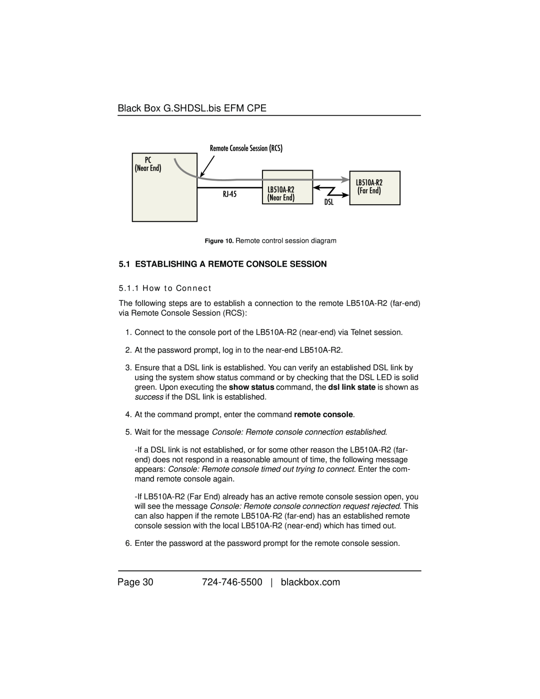 Black Box LB510A-R2 manual Establishing A Remote Console Session, How to Connect, Black Box G.SHDSL.bis EFM CPE, Page 