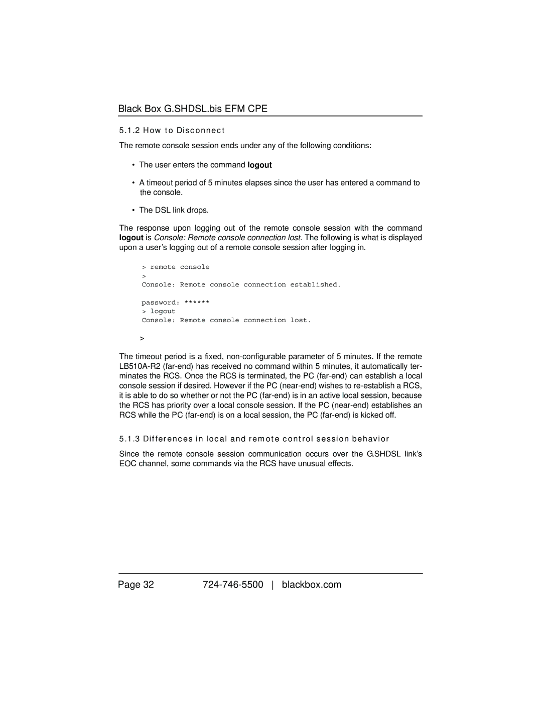 Black Box LB510A-R2 manual How to Disconnect, Differences in local and remote control session behavior 