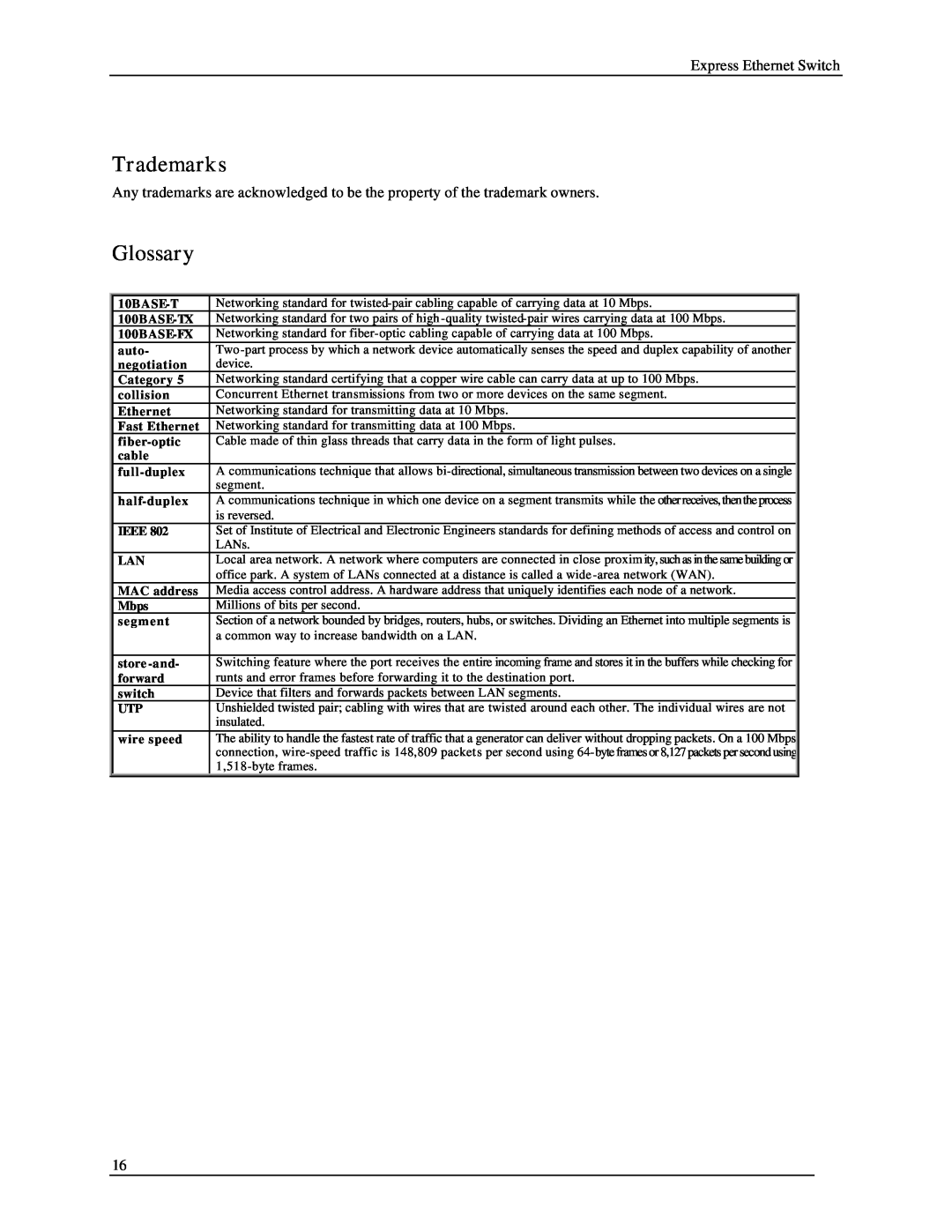 Black Box LB9002A-ST-R2 manual Trademarks, Glossary 