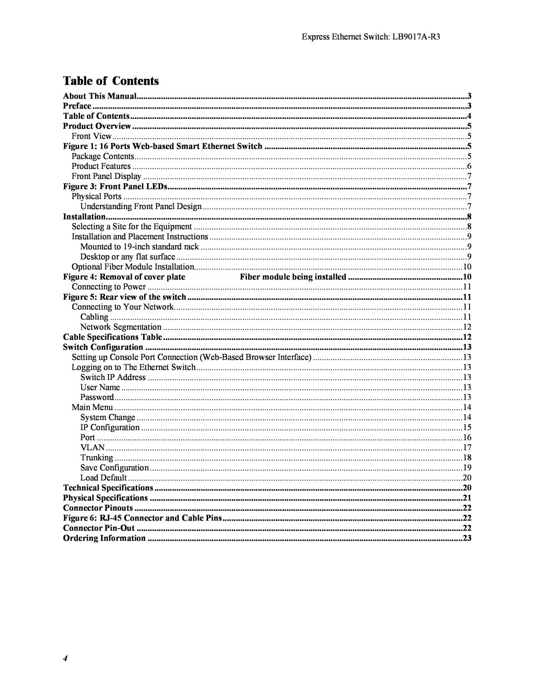 Black Box LB9017A-R3 manual Table of Contents 