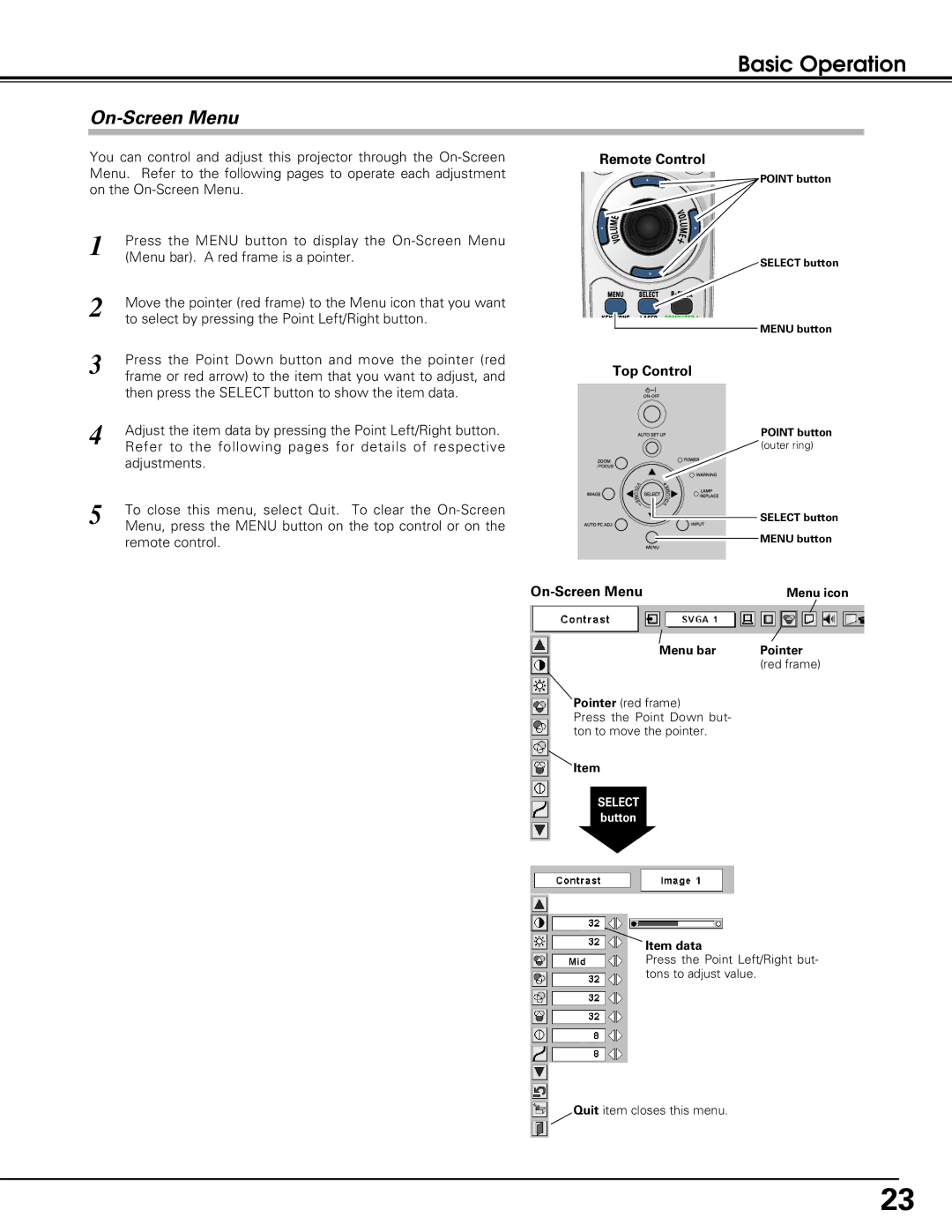 Black Box LC-XE10 instruction manual On-Screen Menu, Remote Control, Top Control 