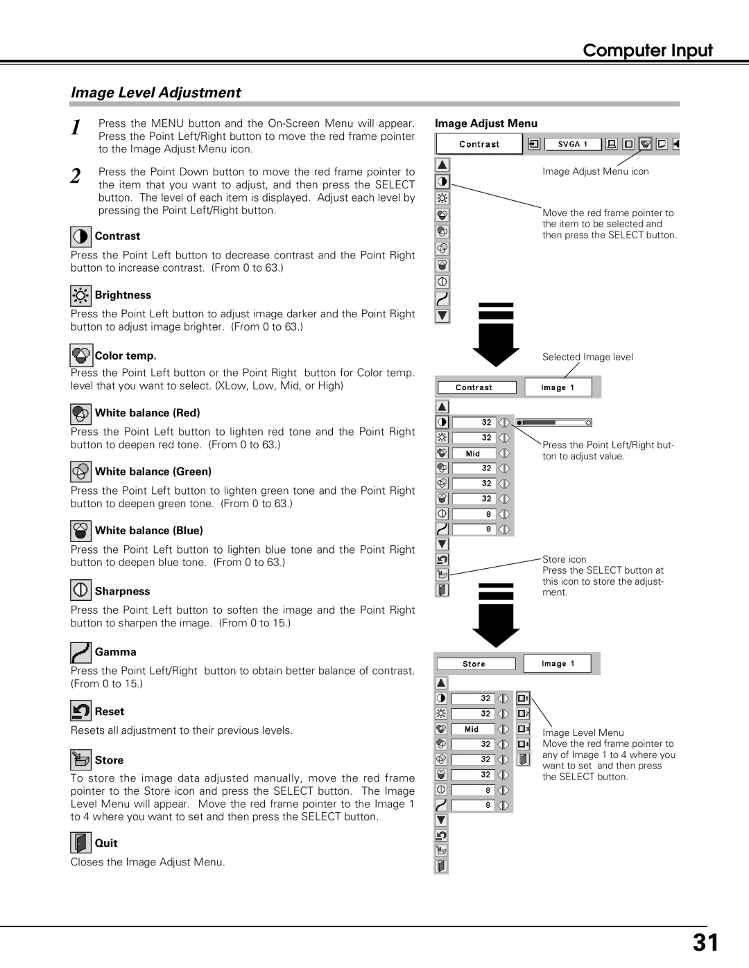 Black Box LC-XE10 instruction manual Image Level Adjustment 