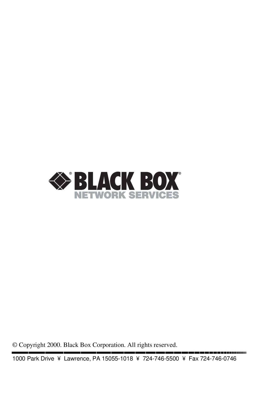 Black Box LE2690A manual Copyright 2000. Black Box Corporation. All rights reserved 