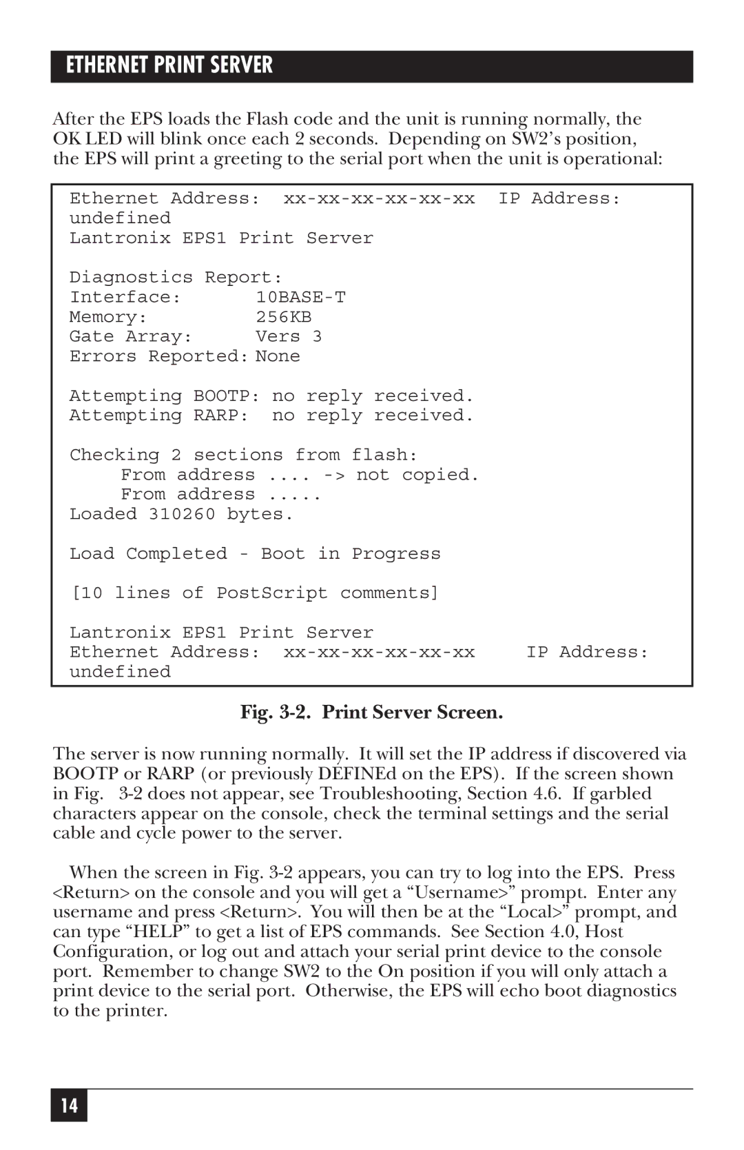 Black Box LE3700A-R2 manual Print Server Screen 