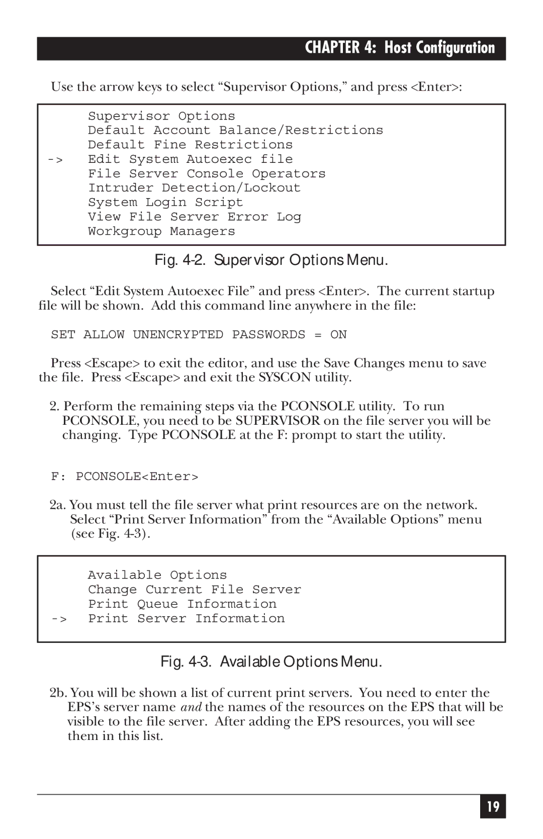 Black Box LE3700A-R2 manual Supervisor Options Menu 