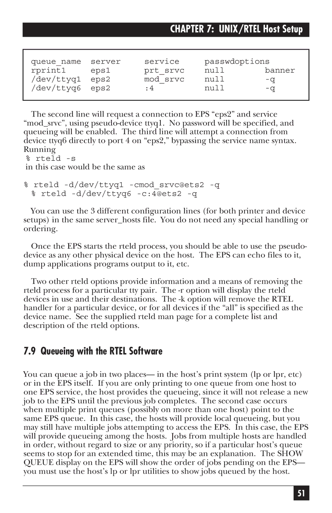 Black Box LE3700A-R2 manual Queueing with the Rtel Software 