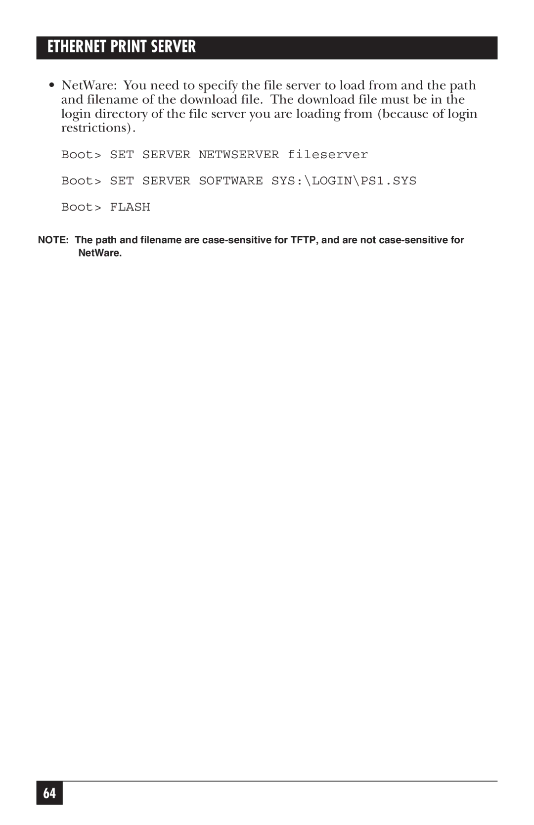 Black Box LE3700A-R2 manual Ethernet Print Server 