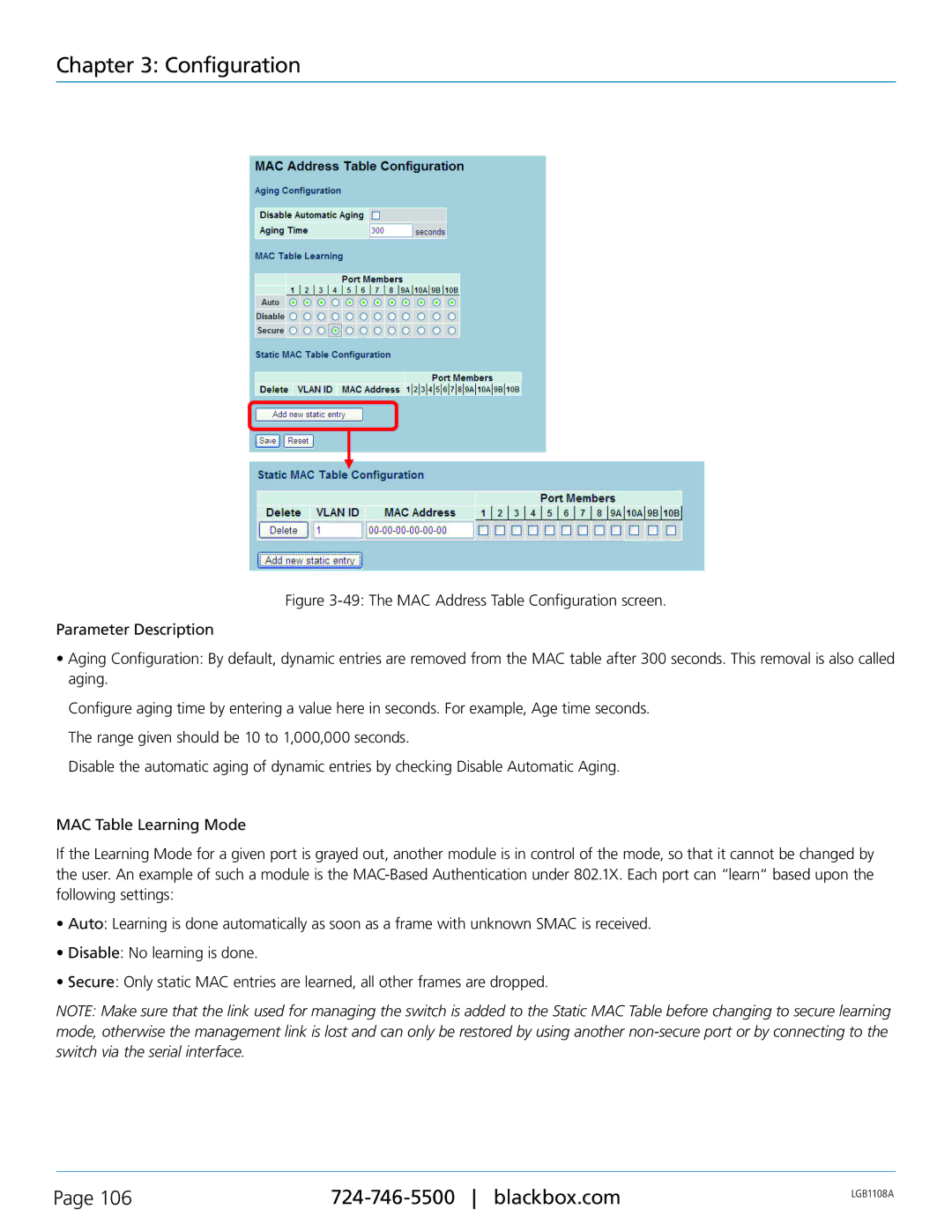 Black Box Managed Gigabit Switch, LGB1126A, LGB1148A, LGB1108A manual Configuration 