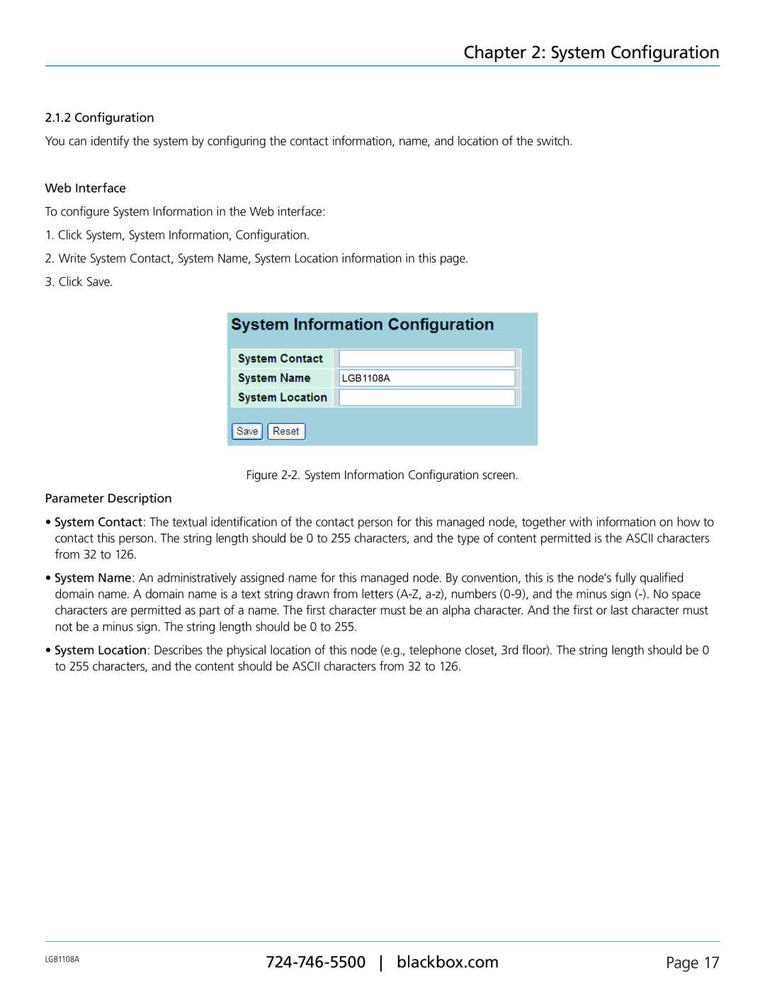 Black Box LGB1148A, LGB1126A, Managed Gigabit Switch, LGB1108A manual System Configuration 