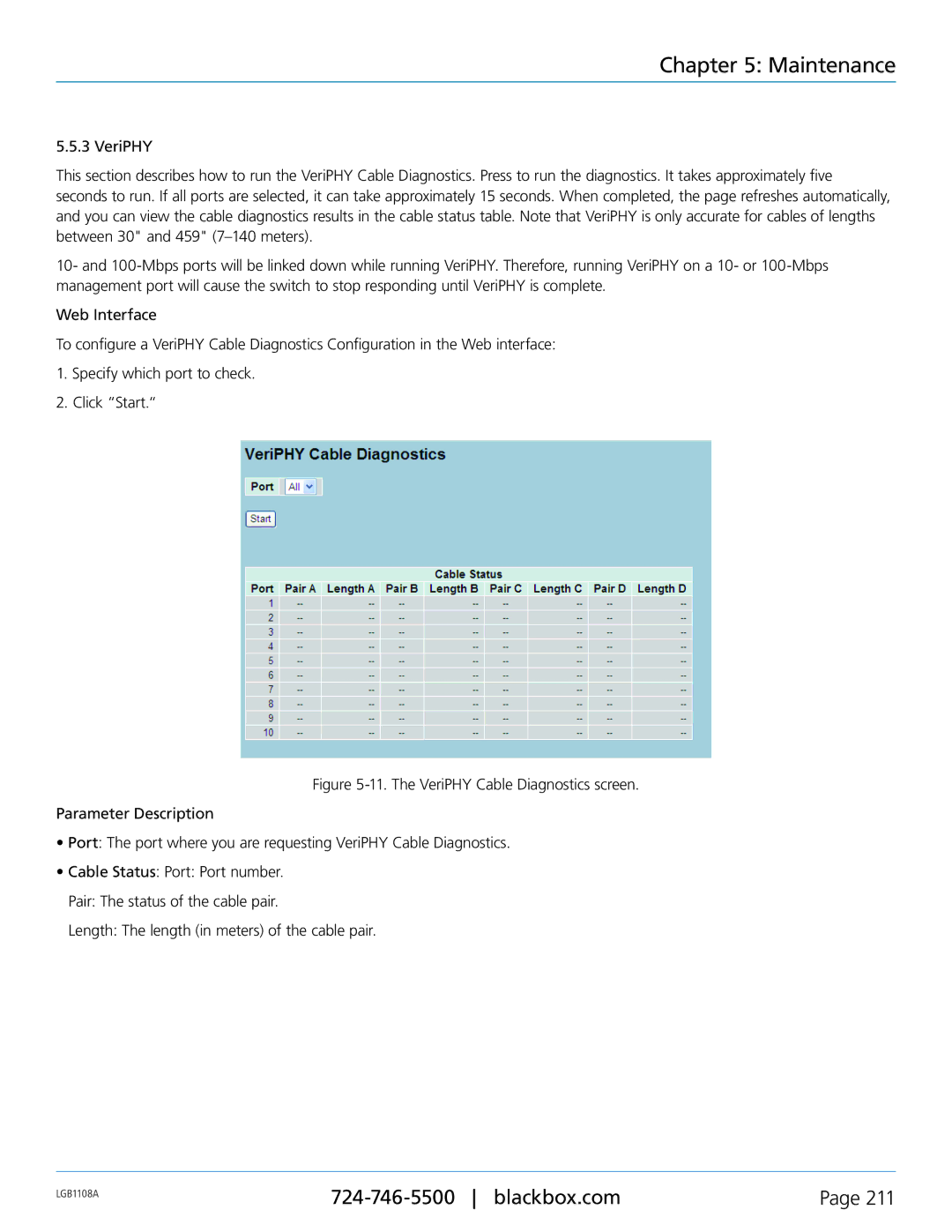 Black Box LGB1108A, LGB1126A, LGB1148A, Managed Gigabit Switch manual Maintenance 