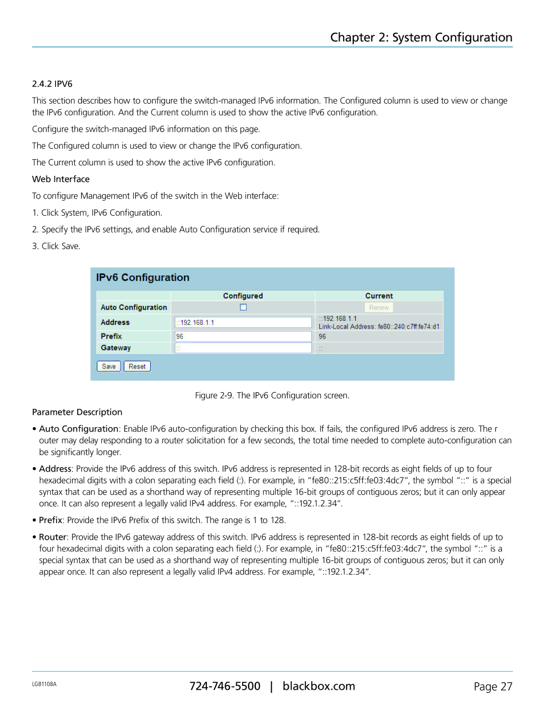 Black Box LGB1108A, LGB1126A, LGB1148A, Managed Gigabit Switch manual System Configuration 